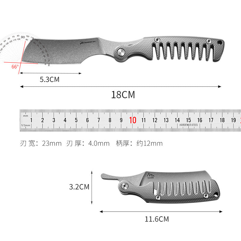 Titanium Alloy Manual Safety Razor, Old‑Fashioned Multifunctional Comb Razor, Reusable Shaving Tool For Men Daily Grooming