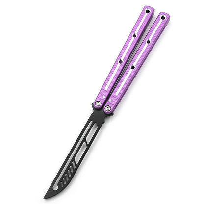 Aviation Aluminum 440 Blade Fancy Butterfly Practice Knife Purple SF251