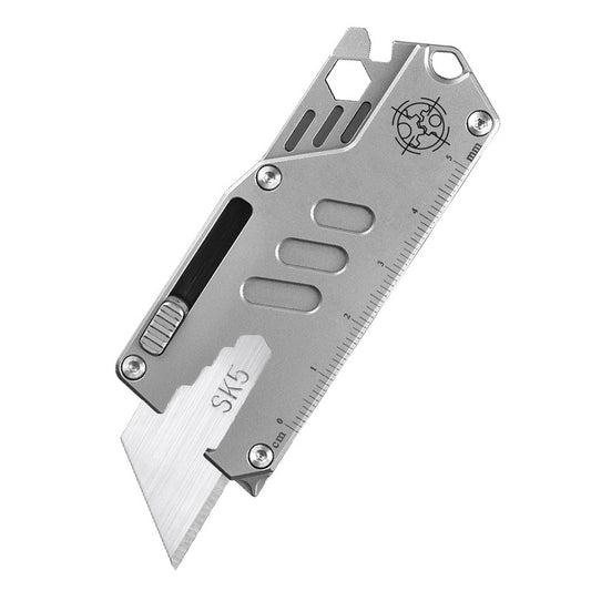 Flying Fish Titanium Alloy Handle Utility Knife, Multifunctional EDC Tool, With 10 SK5 Alloy Blades