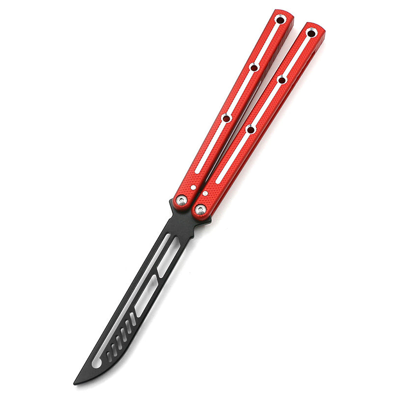 Aviation Aluminum Fancy Butterfly Practice Knife 440 Blade Red SF253