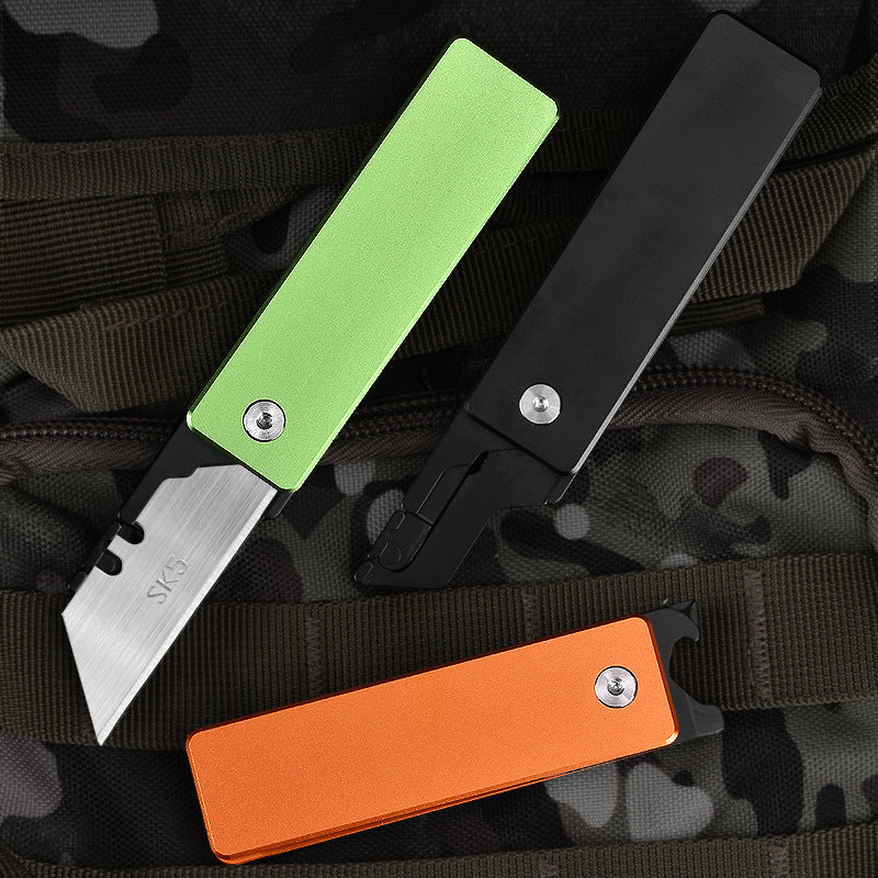 Utility Knife With Aluminum Alloy Handle, Multifunctional EDC Tool, With 5 SK5 Alloy Blades