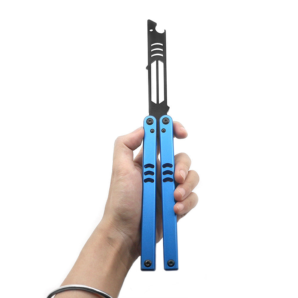 Squid Mako V4.0 Bottle Opener Butterfly Practice Knife 420 Blade Material Blue Aluminum Handle