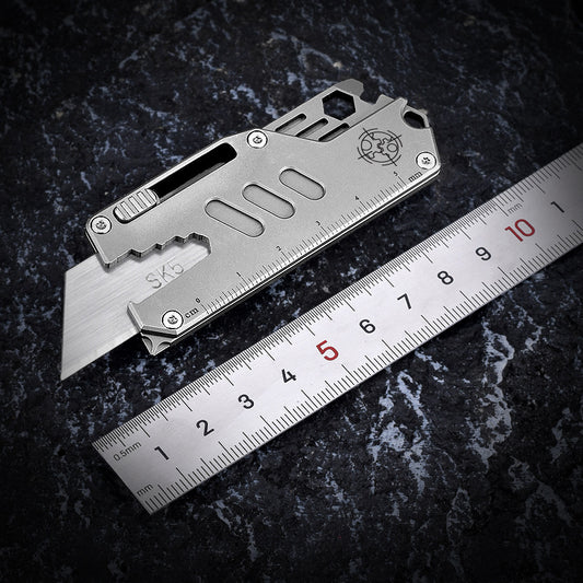 Flying Fish Titanium Alloy Handle Utility Knife, Multifunctional EDC Tool, With 10 SK5 Alloy Blades