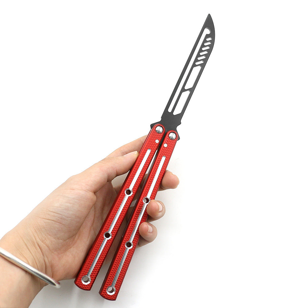 Aviation Aluminum Fancy Butterfly Practice Knife 440 Blade Red SF253