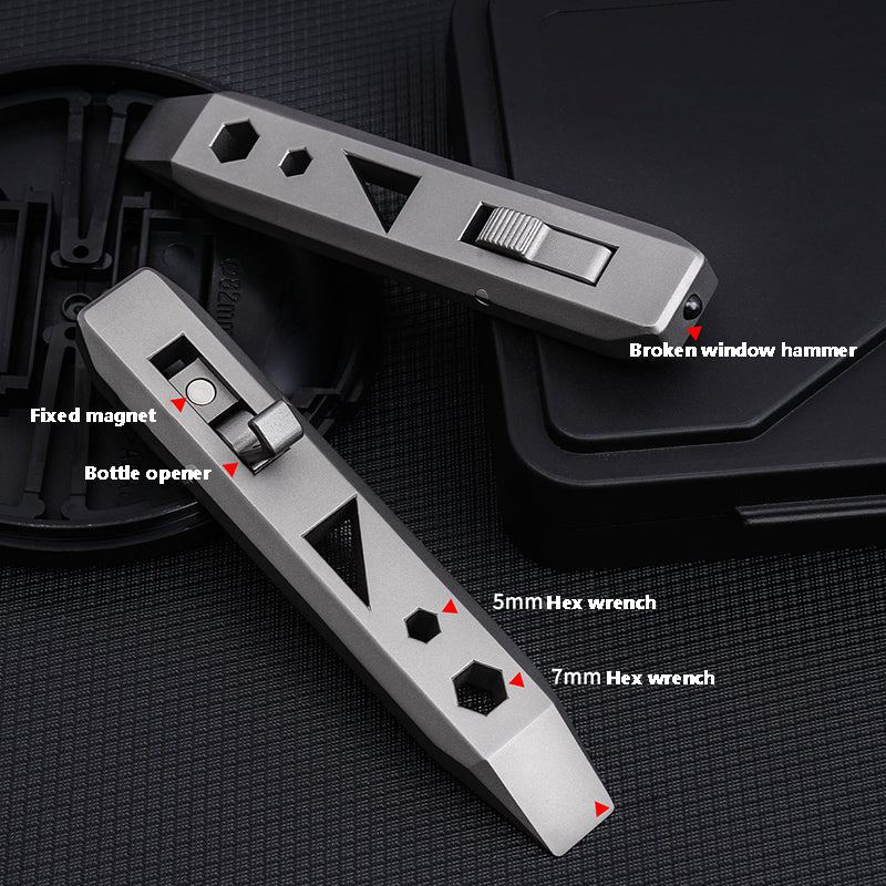 Titanium Alloy Crowbar Multifunctional EDC/Outdoor Emergency Tool Bottle Opener Portable Screwdriver Repair