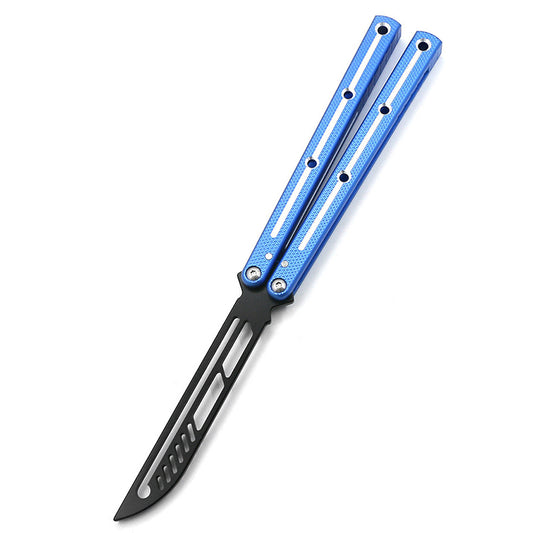 Integrated Aviation Aluminum 440 Blade Fancy Butterfly Practice Knife Blue SF254
