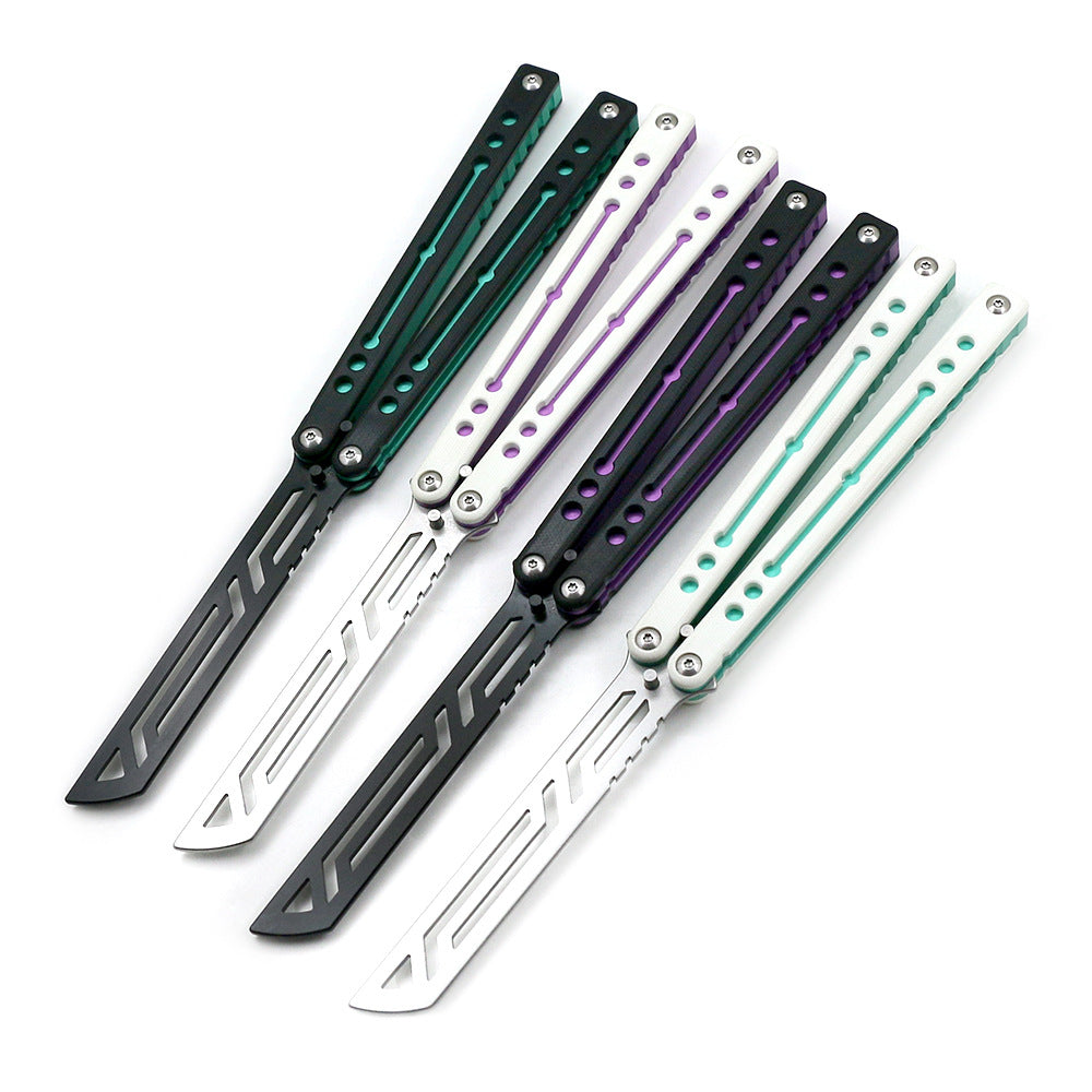 Squid Nautilus V2 Aluminum Handle Butterfly Practice Knife White Green For CSGO Training