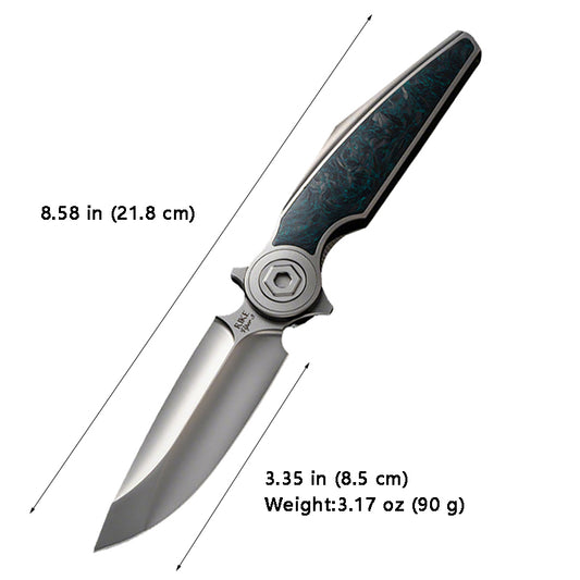 Viper3-V2 Blue Marble Carbon Folding Knife Bohler M398 Titanium Tactical EDC Knife