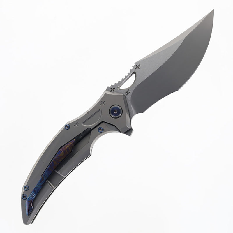 Rike Knife S05 (V2) Titanium Folding Knife Gray Bohler M390 Powder Steel Blade  EDC Tool
