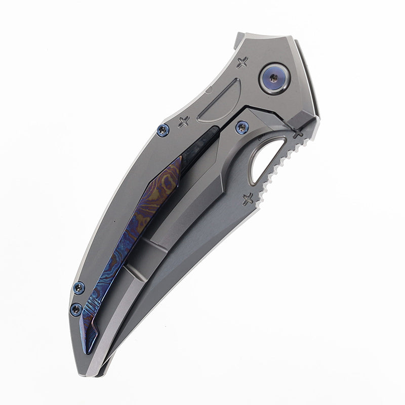 Rike Knife S05 (V2) Titanium Folding Knife Gray Bohler M390 Powder Steel Blade  EDC Tool