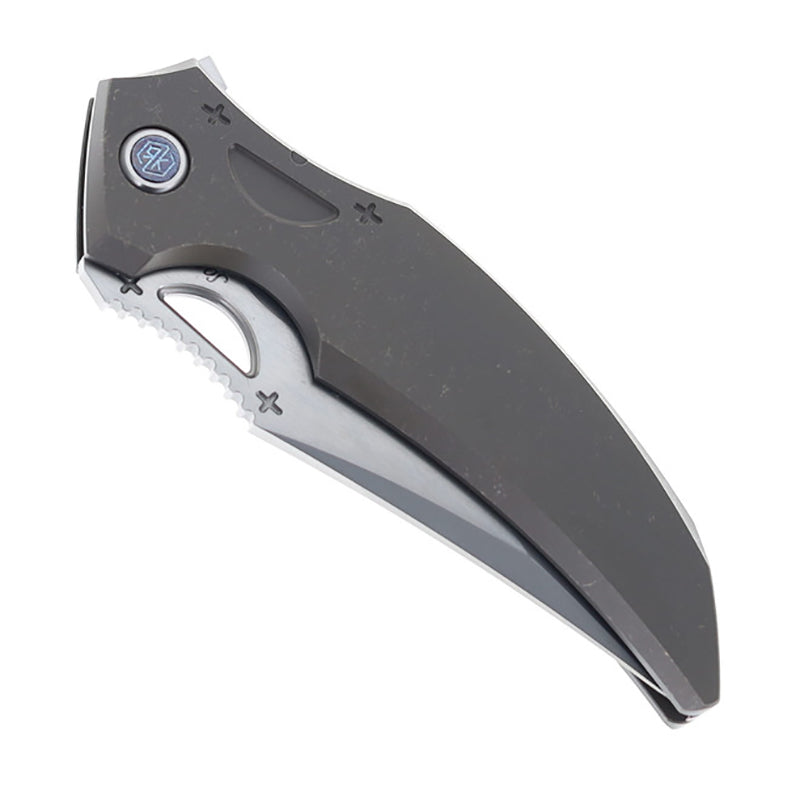 Rike Knife S05 (V2) Dark Gray Titanium Handle Folding Knife 60HRC Bohler M390 Steel Ceramic Bearing EDC Gear