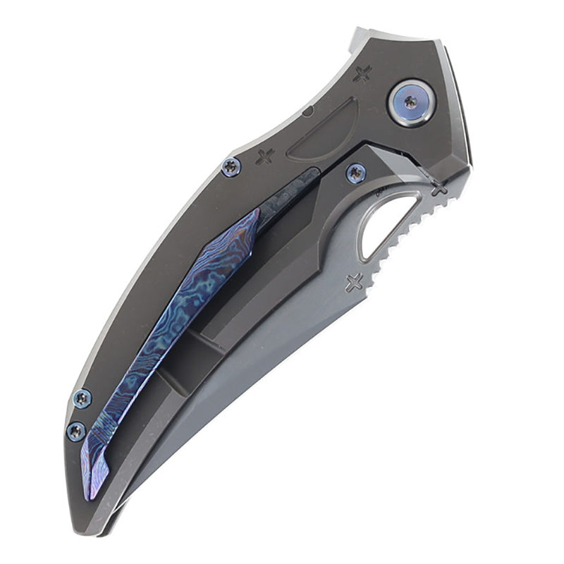 Rike Knife S05 (V2) Dark Gray Titanium Handle Folding Knife 60HRC Bohler M390 Steel Ceramic Bearing EDC Gear