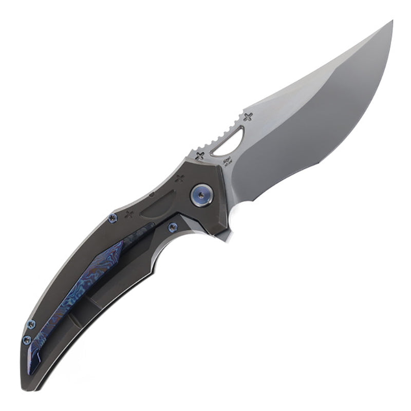 Rike Knife S05 (V2) Dark Gray Titanium Handle Folding Knife 60HRC Bohler M390 Steel Ceramic Bearing EDC Gear