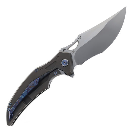 Rike Knife S05 (V2) Dark Gray Titanium Handle Folding Knife 60HRC Bohler M390 Steel Ceramic Bearing EDC Gear