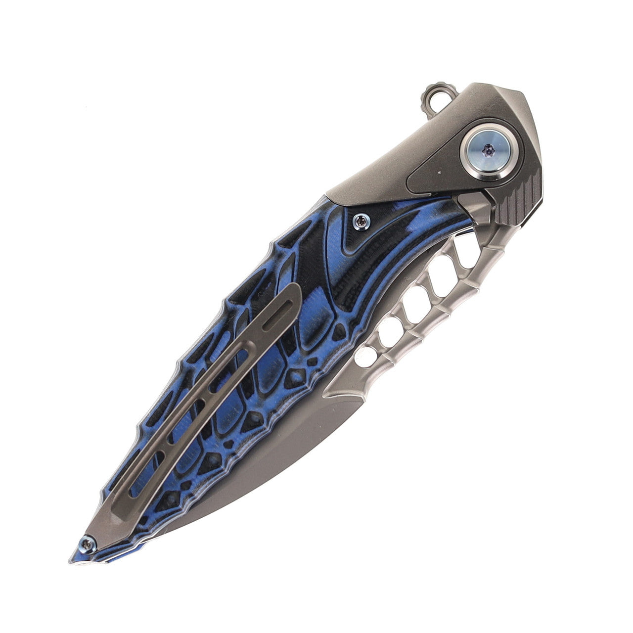 Rike Thor 7 Folding Knife Blue G10 Titanium Handle 154CM Blade