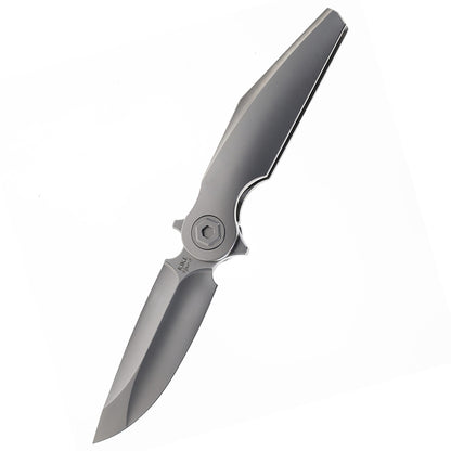 Rike Knife Viper 3 Gray Titanium Folding Knife Bohler M398 Blade Ceramic Bearing EDC Tool with Back Clip