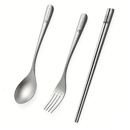 Pure Titanium Camping Fork, Spoon And Chopsticks Set Outdoor Portable Titanium Tableware
