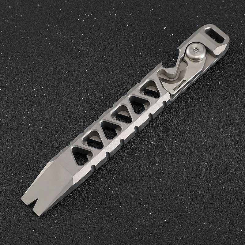 Multifunctional TC4 Titanium Alloy Crowbar Portable EDC Tool Outdoor Emergency Tool Bottle Opener Rope Cutter