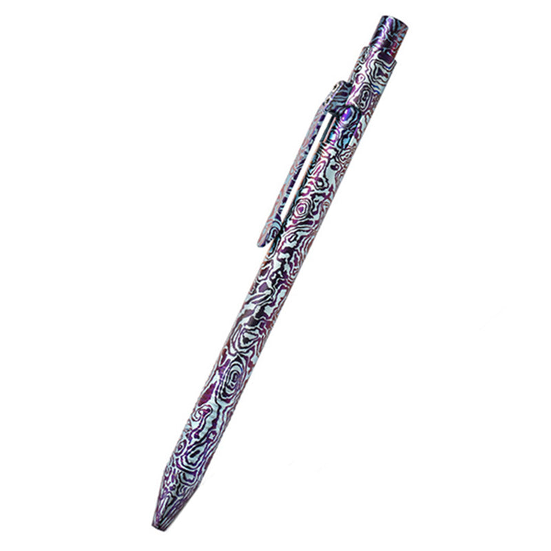 Exquisite Pattern Titanium Alloy Tactical Pen Multifunctional Edc Equipment (Blue)