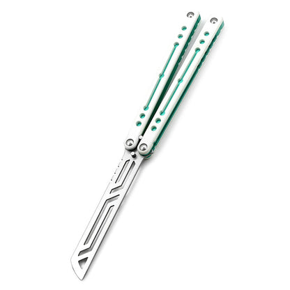 Squid Nautilus V2 Aluminum Handle Butterfly Practice Knife White Green For CSGO Training