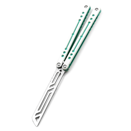 Squid Nautilus V2 Aluminum Handle Butterfly Practice Knife White Green For CSGO Training