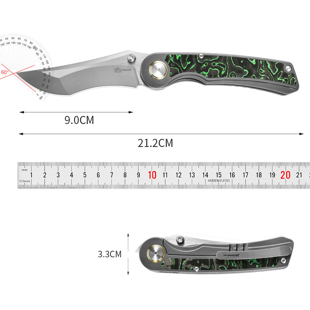 Titanium Alloy Folding Knife S90V Blade Stone Wash Outdoor EDC Tool
