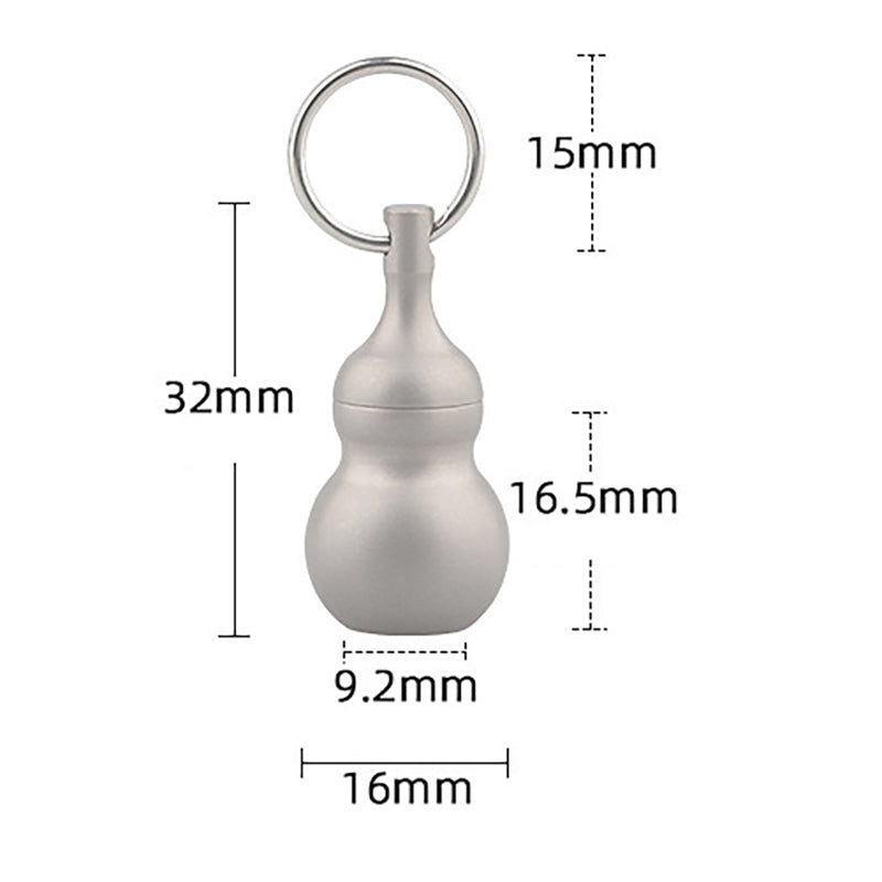 Gourd-Shaped Pure Titanium Small Medicine Box, Outdoor Portable Keychain Pendant