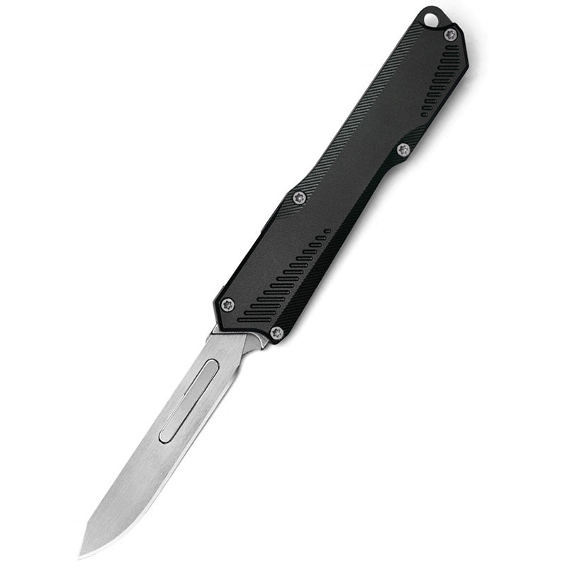 Black Handle Aluminum Utility Knife With 5 Replaceable Stainless Steel Blades