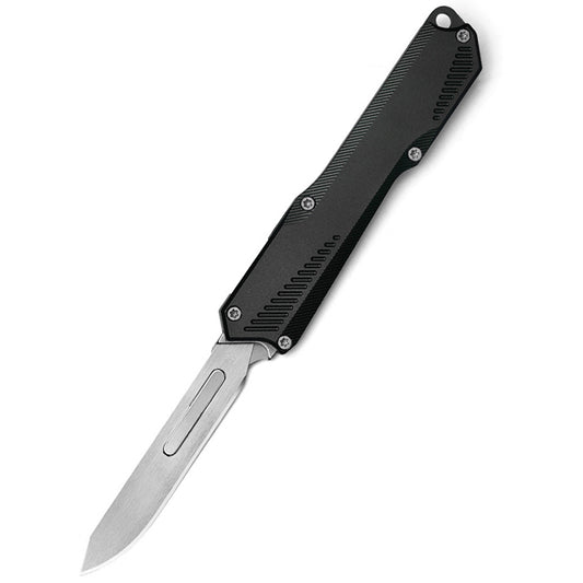 Black Handle Aluminum Utility Knife With 5 Replaceable Stainless Steel Blades