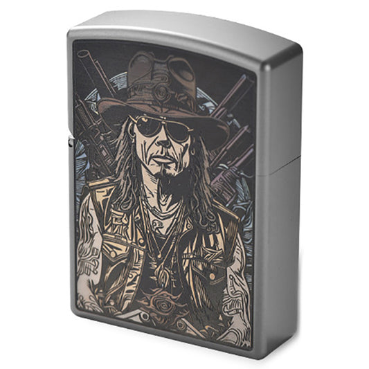 Western Denim Pattern Titanium Alloy Lighter Shell, Without Movement
