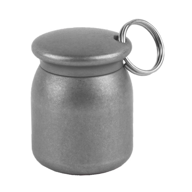 Titanium Alloy Mini Medicine Box, Outdoor Portable Keychain Pendant, Gray