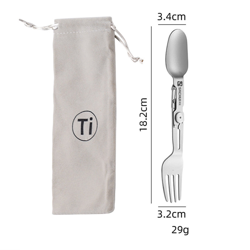 Pure Titanium 2-In-1 Fork Spoon, Portable Outdoor Camping Tableware