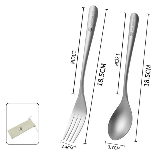 Pure Titanium Fork And Spoon Set With Storage Bag Suitable For Outdoor Camping Use