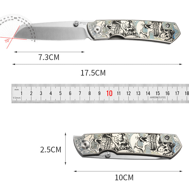 Titanium Alloy Folding Knife M390 Blade Material Portable Outdoor Multi-Function EDC Tool Color Engraving Model